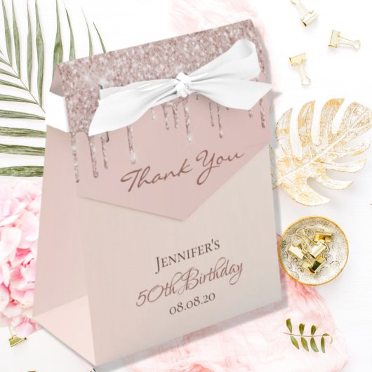 Verjaardagsfeestje roos goud dank u bedankdoosjes