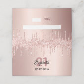 Verjaardagsfeestje roos gouddruppels plaatskaartje (Buitenkant ongevouwen)