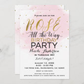 Verjaardagsfeestje Roze All the Way Roze & Goud Kaart (Voorkant / Achterkant)