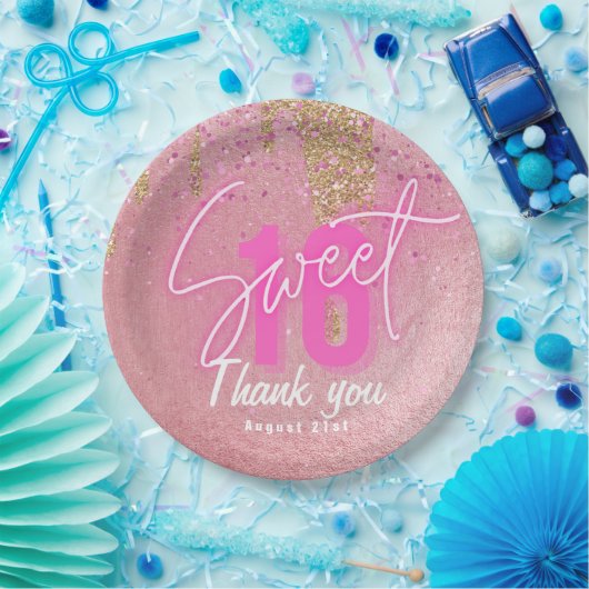 Verjaardagsfeestje Roze Feest Eetgerei Persoonlijk Papieren Bordje (Feest)