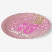 Verjaardagsfeestje Roze Feest Eetgerei Persoonlijk Papieren Bordje (Gekanteld)