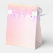 Verjaardagsfeestje roze paarse glitter dank u bedankdoosjes (Achterkant)