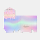 Verjaardagsfeestje roze paarse holografisch bedankdoosjes (Uitgevouwen)