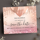 Verjaardagsfeestje roze roos goud save the date