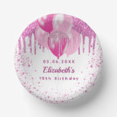 Verjaardagsfeestje roze wit glitter ballonnen meis papieren kommen (Voorkant)