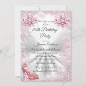 Verjaardagsfeestje Roze Zilver Winter Wonderland s Kaart (Voorkant)