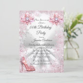 Verjaardagsfeestje Roze Zilver Winter Wonderland s Kaart (Staand voorkant)