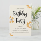 Verjaardagsfeestje rustieke bloemen kaart (Staand voorkant)