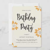Verjaardagsfeestje rustieke bloemen kaart (Voorkant)
