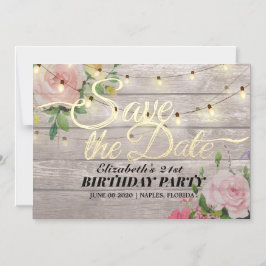 Verjaardagsfeestje Save The Date Bloemen Hout Lich Magnetische Uitnodiging