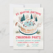 Verjaardagsfeestje schaatsen in de winter kaart (Voorkant)