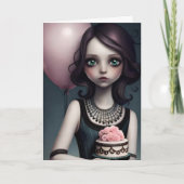 verjaardagsfeestje, schattig  meisje met ballonnen kaart (Voorkant)