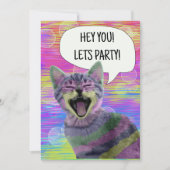 Verjaardagsfeestje schattige kat punk kitten grapp kaart (Voorkant)