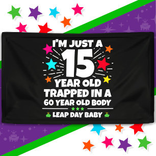 Verjaardagsfeestje schrikkeljaar 60ste verjaardag  spandoek