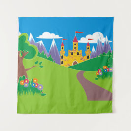 Verjaardagsfeestje Selfie Foto Prinses Ridder Wandkleed