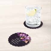 Verjaardagsfeestje servies paarse pioenrozen sjabl kartonnen onderzetters (Insitu)