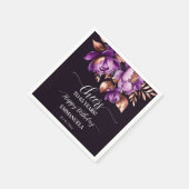 Verjaardagsfeestje servies paarse pioenrozen sjabl servet (Hoek)