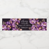 Verjaardagsfeestje servies paarse pioenrozen sjabl waterfles etiket (Enkel label)