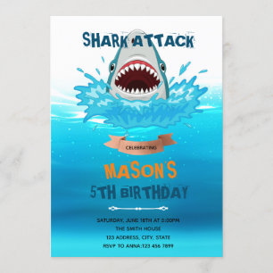 verjaardagsfeestje Shark attack pool Kaart