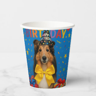 Verjaardagsfeestje Sheltie Papieren Bekers