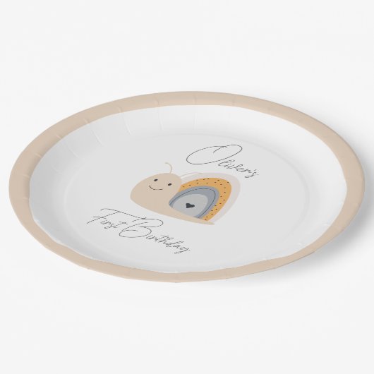 Verjaardagsfeestje Slak Regenboog Regen Papieren Bordje (Gekanteld)