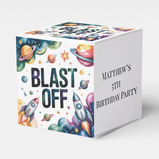 Verjaardagsfeestje Space Boy Astronaut Bedankdoosjes (Voorkant Zijde)
