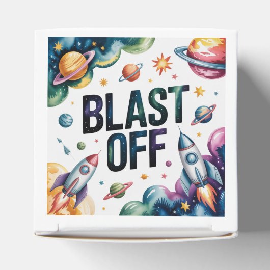 Verjaardagsfeestje Space Boy Astronaut Bedankdoosjes (Bovenkant)