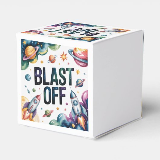 Verjaardagsfeestje Space Boy Astronaut Bedankdoosjes (Achterkant)