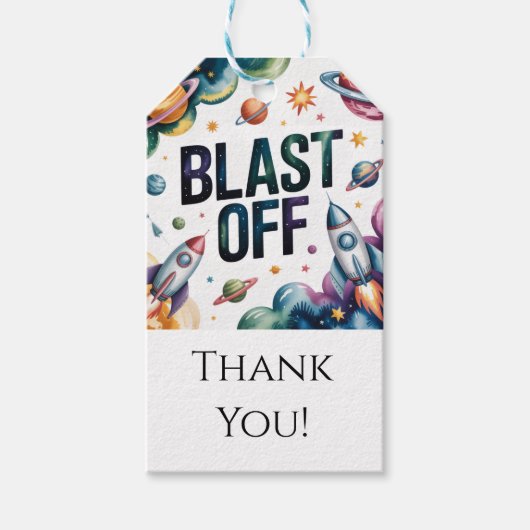 Verjaardagsfeestje Space Boy Astronaut Cadeaulabel (Voorkant)