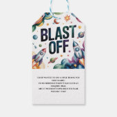 Verjaardagsfeestje Space Boy Astronaut Cadeaulabel (Achterkant)