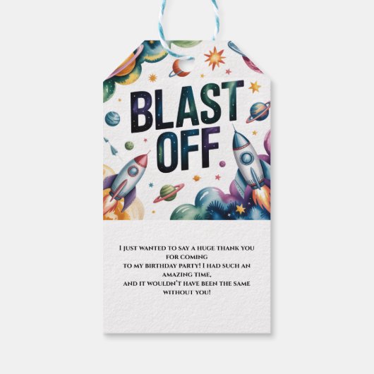 Verjaardagsfeestje Space Boy Astronaut Cadeaulabel (Achterkant)