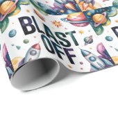 Verjaardagsfeestje Space Boy Astronaut Cadeaupapier (Rol Hoek)