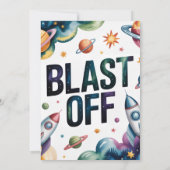 Verjaardagsfeestje Space Boy Astronaut Kaart (Achterkant)