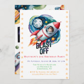 Verjaardagsfeestje Space Boy Astronaut Kaart (Voorkant / Achterkant)