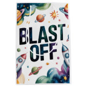 Verjaardagsfeestje Space Boy Astronaut Medium Cadeauzakje (Voorkant)