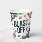 Verjaardagsfeestje Space Boy Astronaut Papieren Bekers (Achterkant)