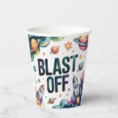 Verjaardagsfeestje Space Boy Astronaut Papieren Bekers (Voorkant)