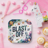 Verjaardagsfeestje Space Boy Astronaut Papieren Bordje (Feest)