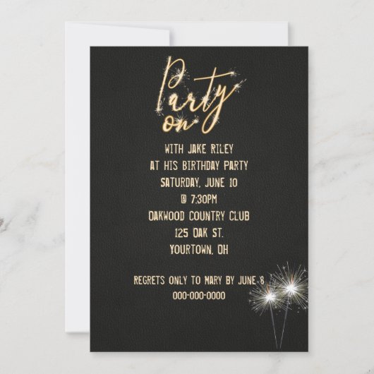 Verjaardagsfeestje Sparkler Kaart (Voorkant)