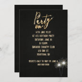 Verjaardagsfeestje Sparkler Kaart (Voorkant / Achterkant)