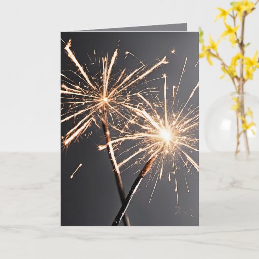 Verjaardagsfeestje Sparklers Kaart (Gele Bloem)