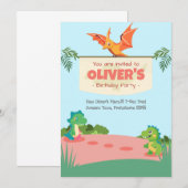 Verjaardagsfeestje Speelse Dino Speeltuin Kaart (Voorkant / Achterkant)