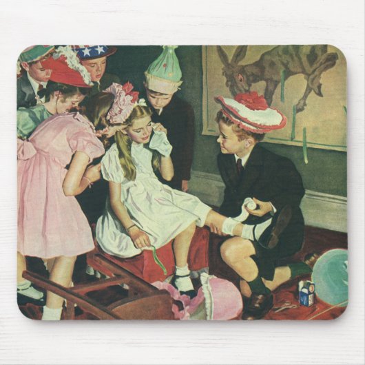  verjaardagsfeestje, speldenstaart op de ezel muismat (Voorkant)