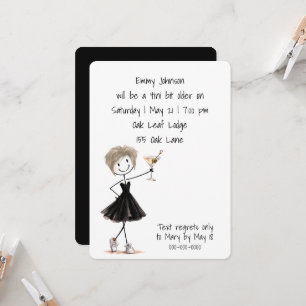 Verjaardagsfeestje Stick Figure Meisje met Martini Kaart