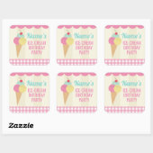 Verjaardagsfeestje Stickers Ice-Cream Roze Lolly (Vel)