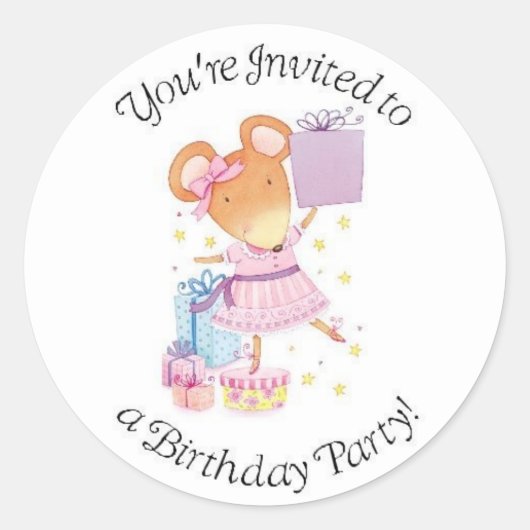 Verjaardagsfeestje stickers voor meisje (Voorkant)