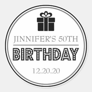 Verjaardagsfeestje Stickers (zwart / grijs)