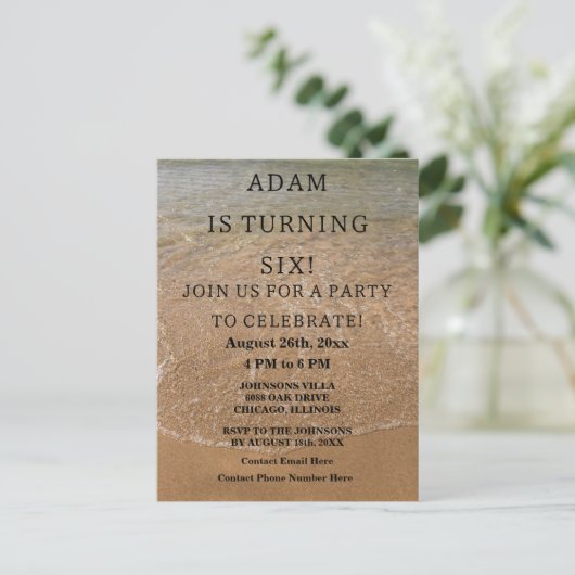 Verjaardagsfeestje strand nautisch aangepast trend briefkaart (Staand voorkant)