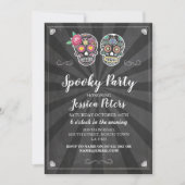 Verjaardagsfeestje Sugar Skull Halloween Invite Kaart (Voorkant)