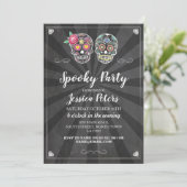 Verjaardagsfeestje Sugar Skull Halloween Invite Kaart (Staand voorkant)